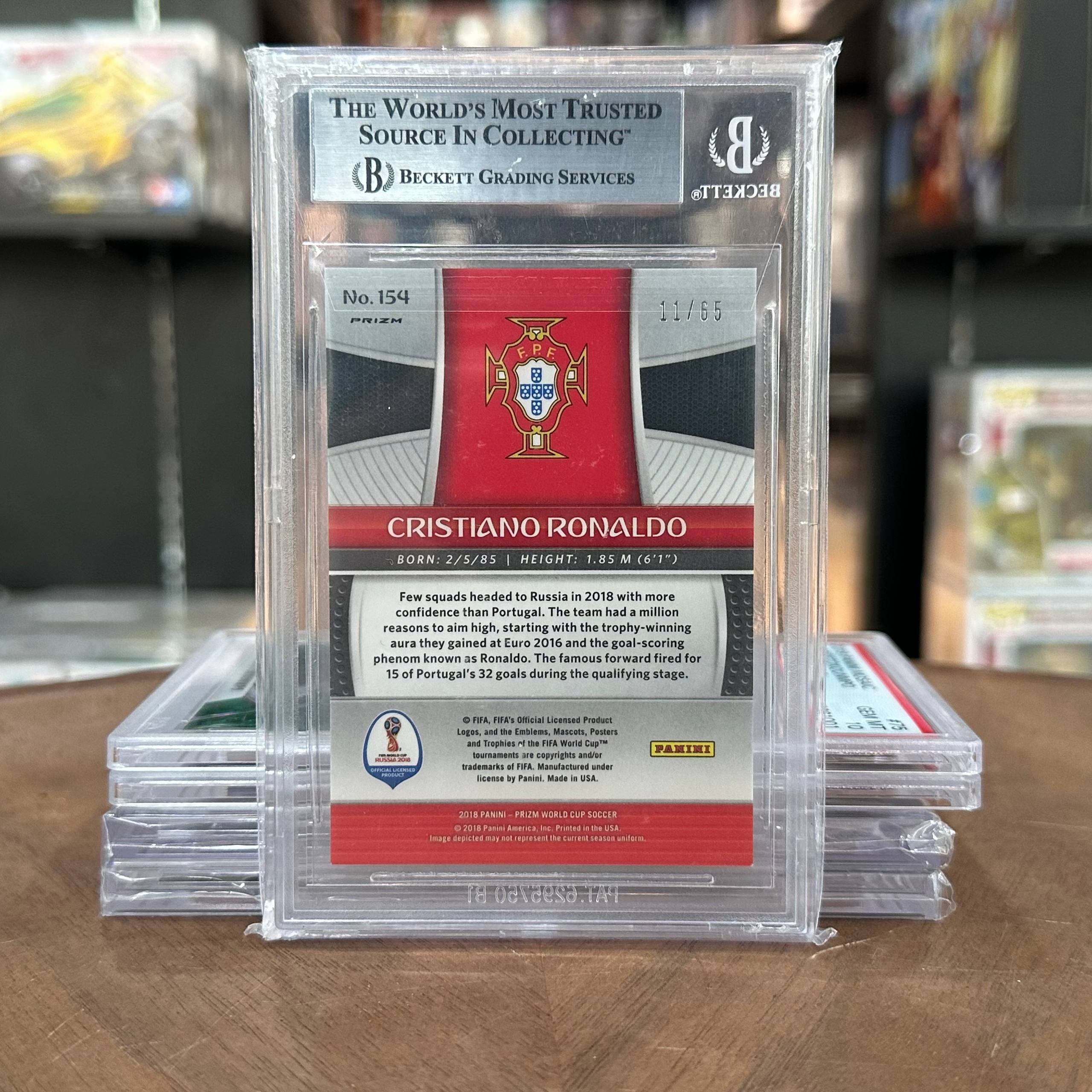 2018 Panini Prizm World Cup #154 Cristiano Ronaldo Red 045/149 Becket 9 Portugal